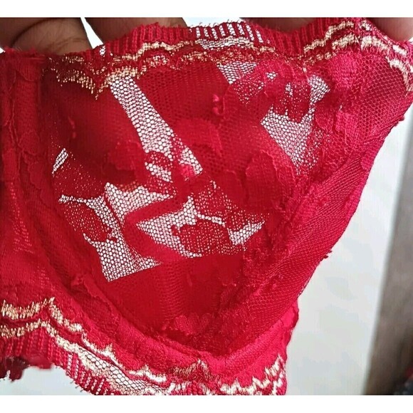Victoria's Secret Bra Dream Angels Wicked Size 32C Unlined Uplift Red Lace - Picture 8 of 8